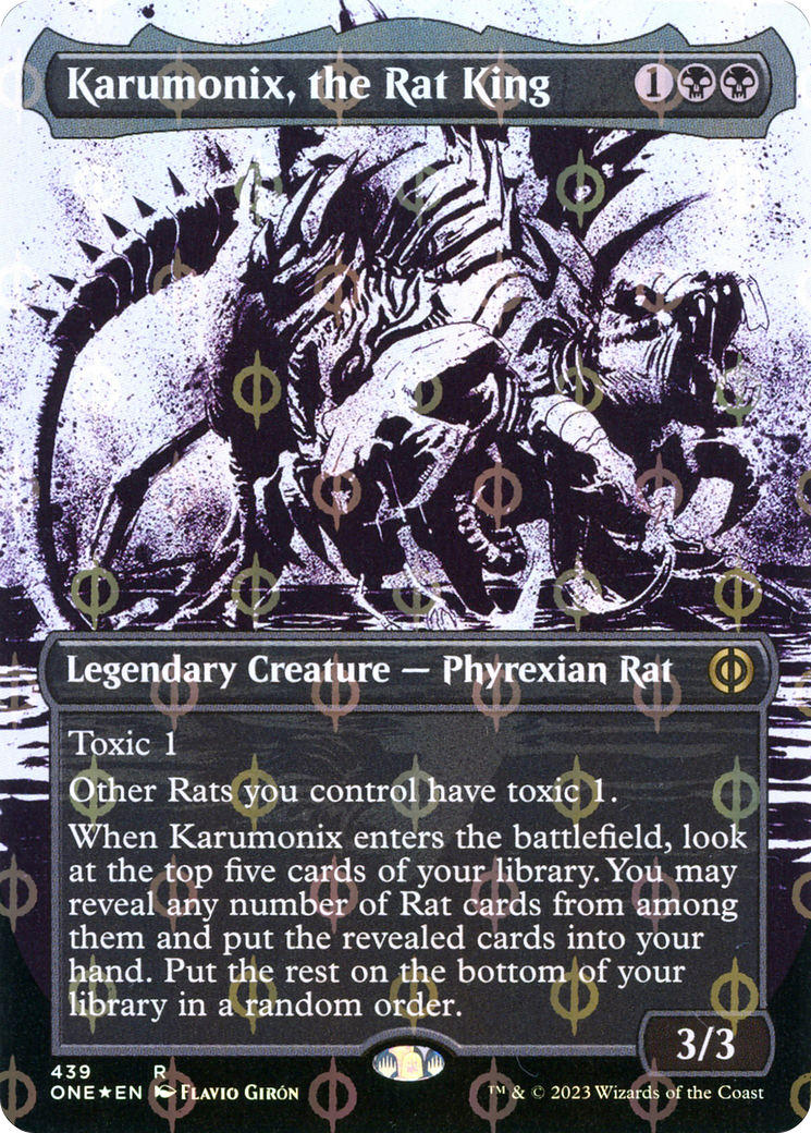 Karumonix, the Rat King (Borderless Ichor Step-and-Compleat Foil) [Phyrexia: All Will Be One] | Rook's Games and More