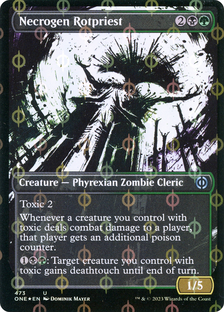 Necrogen Rotpriest (Borderless Ichor Step-and-Compleat Foil) [Phyrexia: All Will Be One] | Rook's Games and More