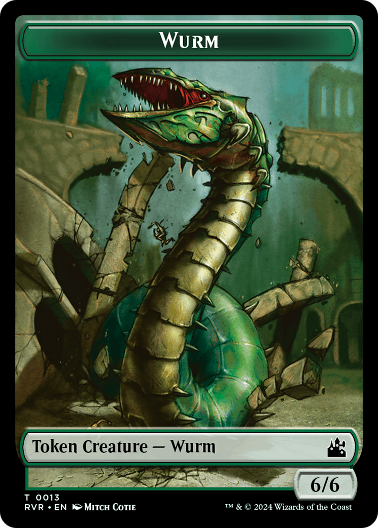 Elf Knight // Wurm Double-Sided Token [Ravnica Remastered Tokens] | Rook's Games and More