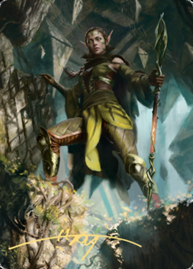 Nissa of Shadowed Boughs 1 Art Card (Gold-Stamped Signature) [Zendikar Rising Art Series] | Rook's Games and More