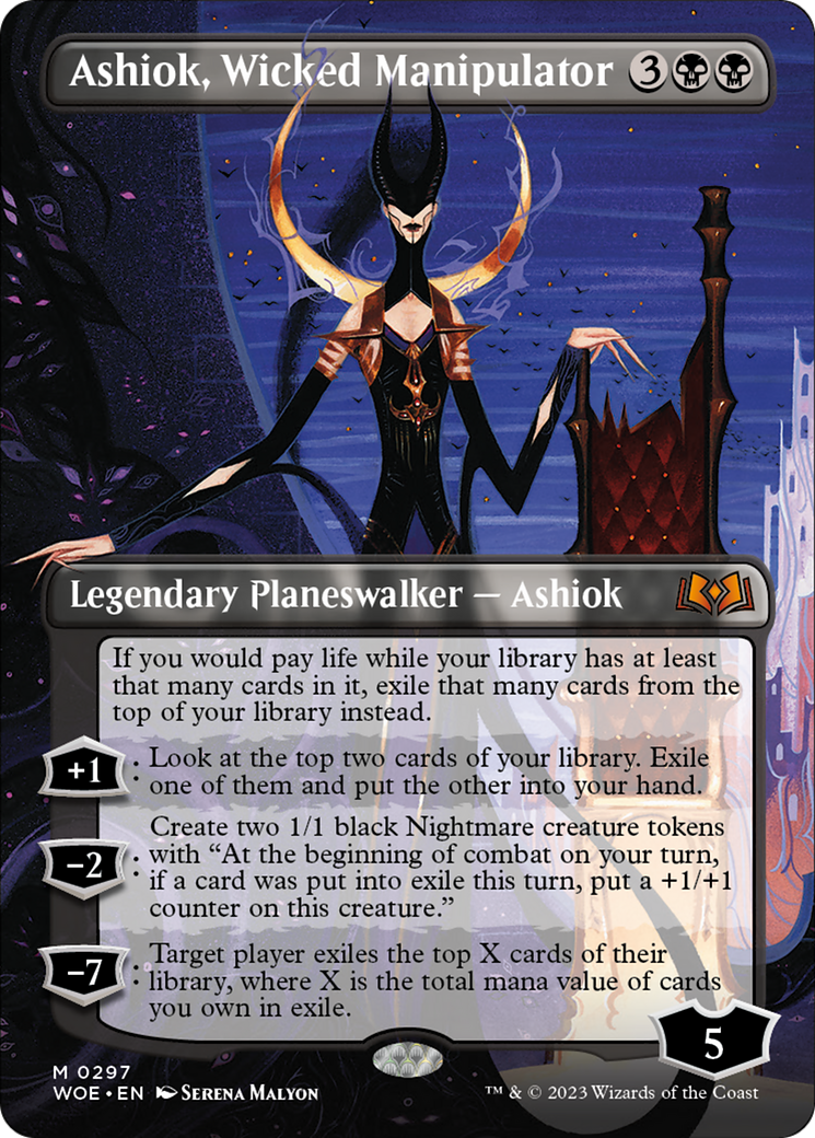 Ashiok, Wicked Manipulator (Borderless Alternate Art) [Wilds of Eldraine] | Rook's Games and More