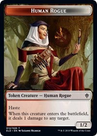 Human Rogue // Food (18) Double-sided Token [Throne of Eldraine Tokens] | Rook's Games and More
