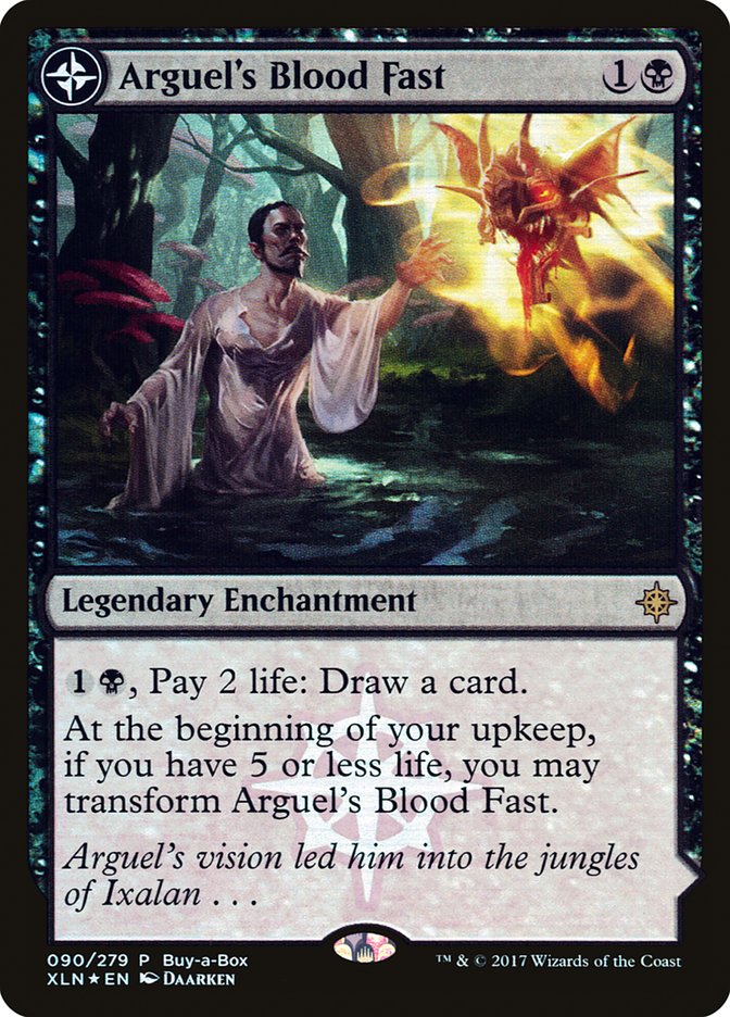 mtg treasure chest card Arguel's Blood Fast // Temple of Aclazotz (Buy-A-Box) [Ixalan Treasure – Rook's Games and More