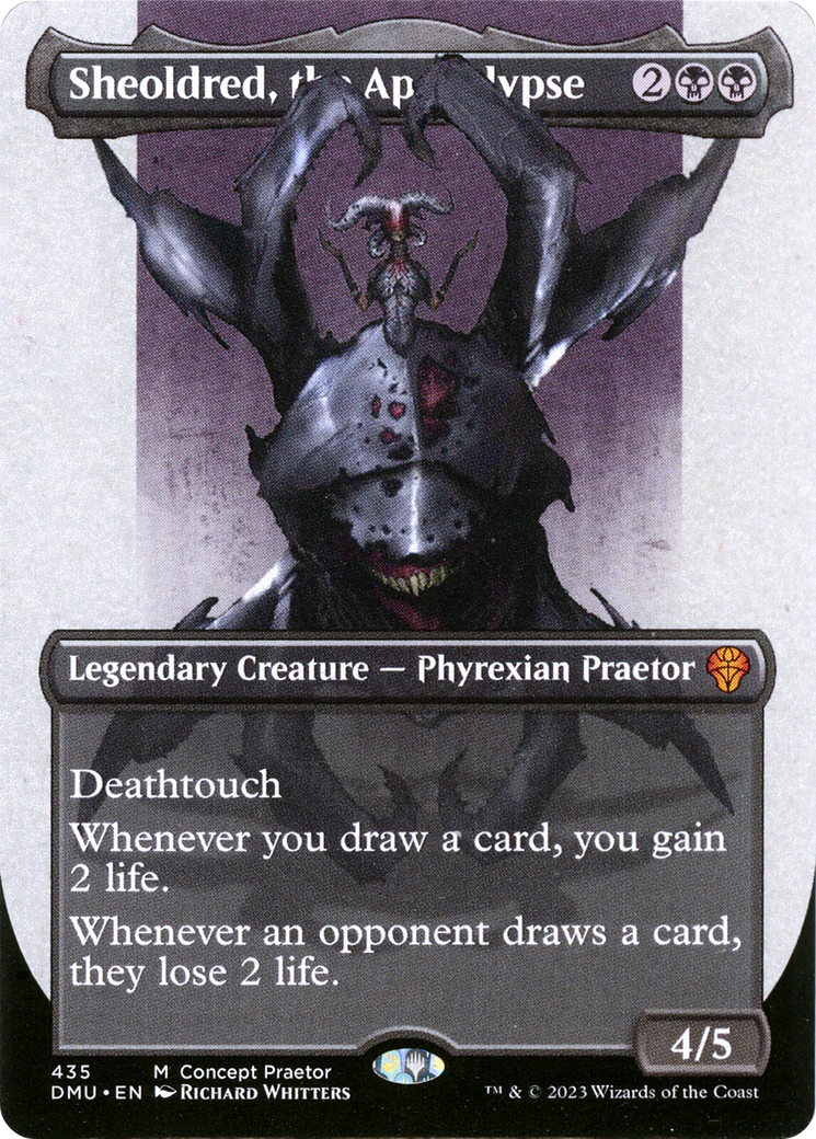 Sheoldred, the Apocalypse (Borderless Concept Praetors) [Phyrexia: All Will Be One] | Rook's Games and More