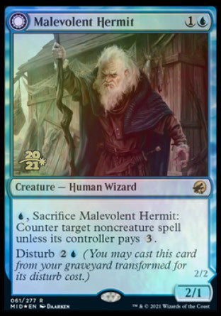 Malevolent Hermit // Benevolent Geist [Innistrad: Midnight Hunt Prerelease Promos] | Rook's Games and More