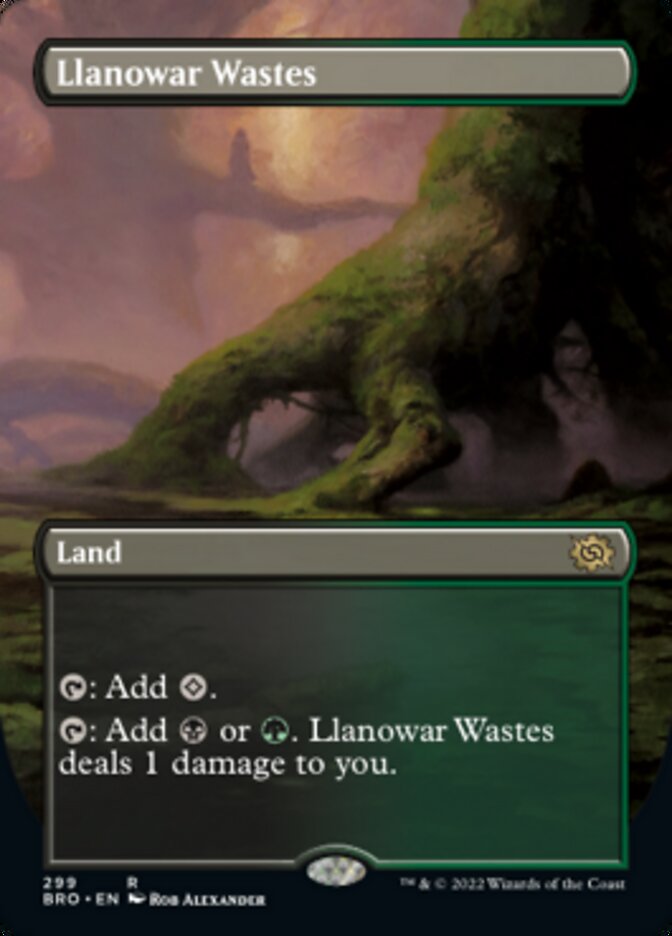 Llanowar Wastes (Borderless Alternate Art) [The Brothers' War] | Rook's Games and More