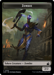 Elf Knight // Zombie Double-Sided Token [Ravnica Remastered Tokens] | Rook's Games and More