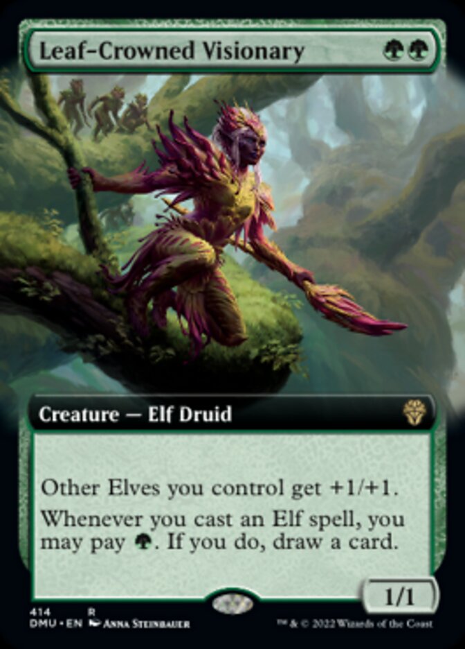 Leaf-Crowned Visionary (Extended Art) [Dominaria United] | Rook's Games and More