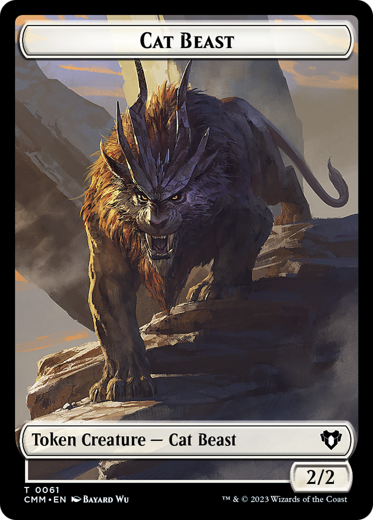 Cleric // Cat Beast Double-Sided Token [Commander Masters Tokens] | Rook's Games and More
