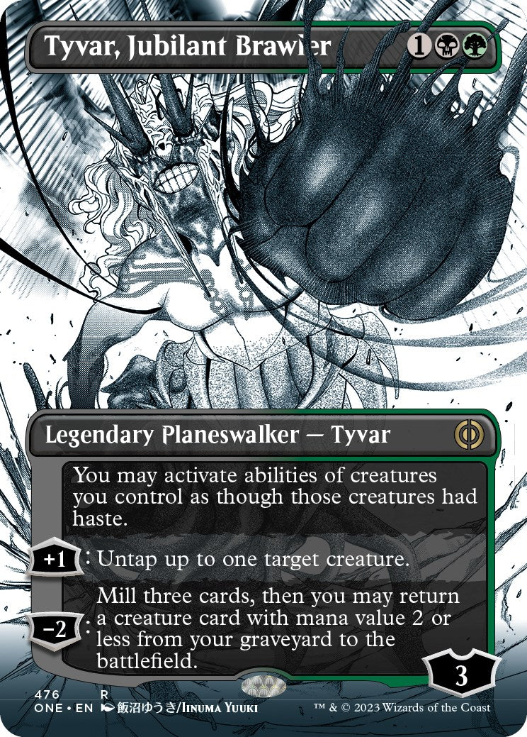 Tyvar, Jubilant Brawler (Borderless Manga Step-and-Compleat Foil) [Phyrexia: All Will Be One] | Rook's Games and More