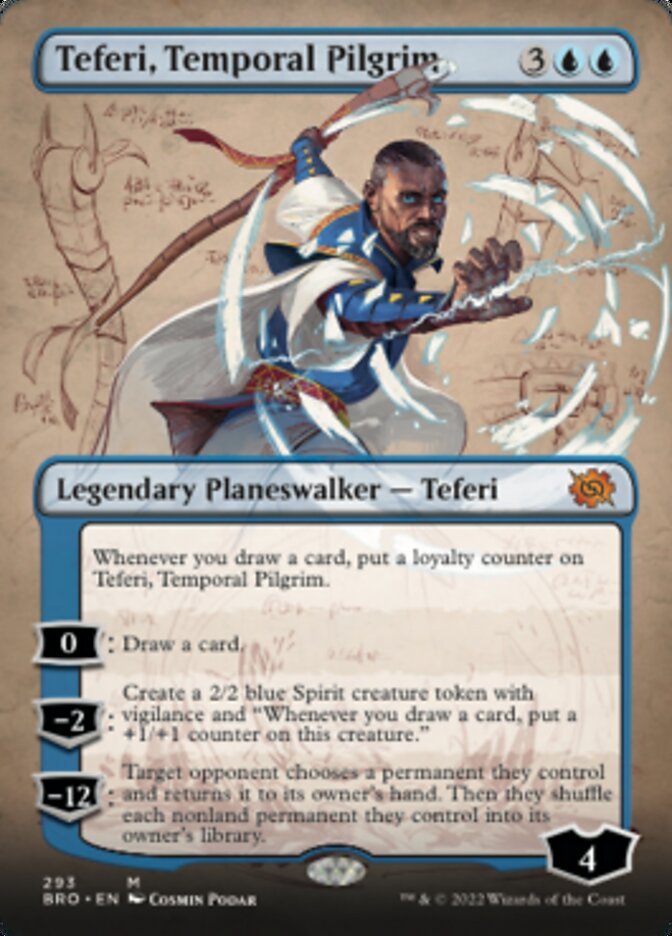 Teferi, Temporal Pilgrim (Borderless Alternate Art) [The Brothers' War] | Rook's Games and More