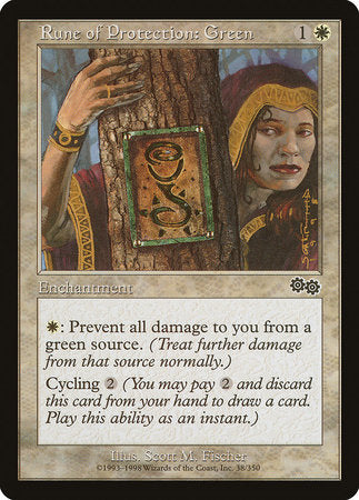 Rune of Protection: Green [Urza's Saga] | Rook's Games and More