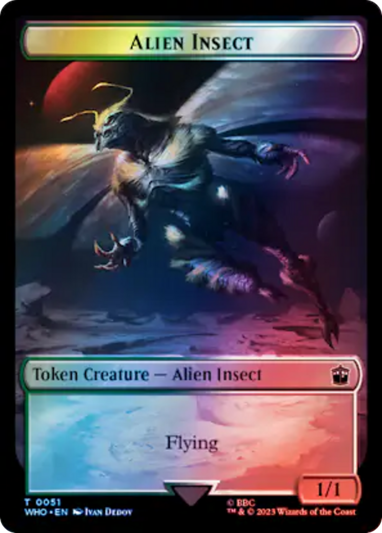 Soldier // Alien Insect Double-Sided Token (Surge Foil) [Doctor Who Tokens] | Rook's Games and More