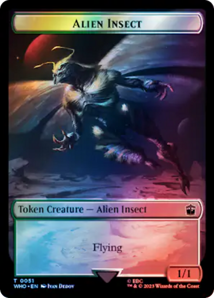Alien // Alien Insect Double-Sided Token (Surge Foil) [Doctor Who Tokens] | Rook's Games and More