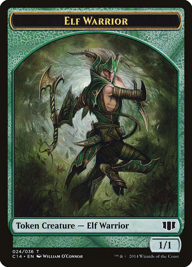 Gargoyle // Elf Warrior Double-sided Token [Commander 2014 Tokens] | Rook's Games and More
