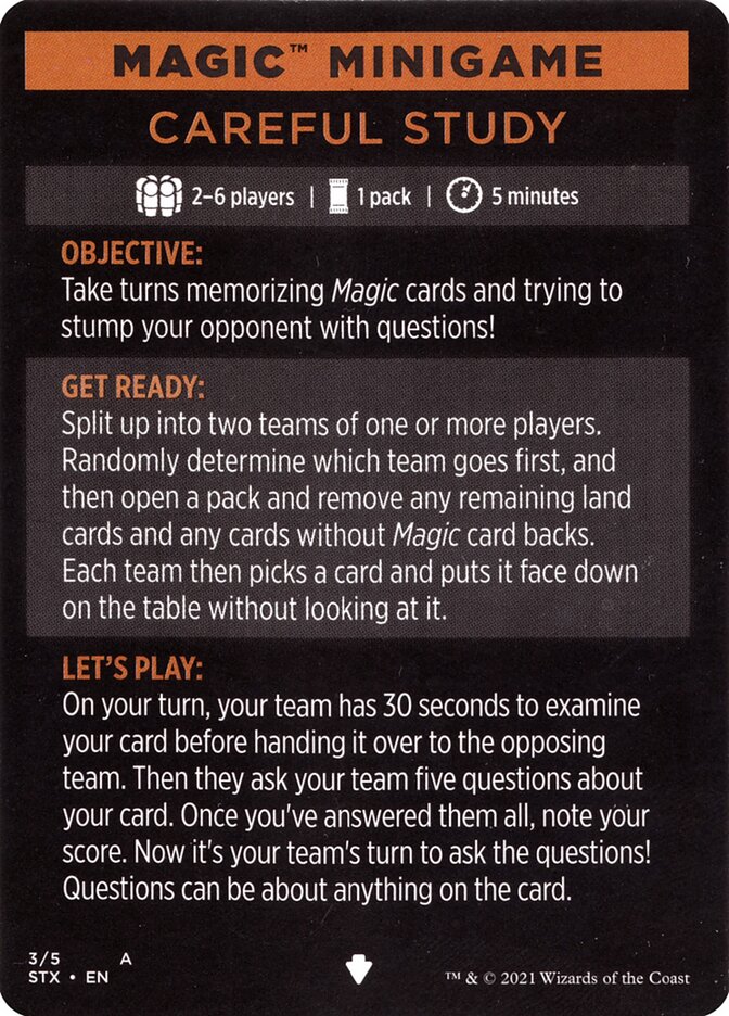 Careful Study (Magic Minigame) [Strixhaven: School of Mages Minigame] | Rook's Games and More