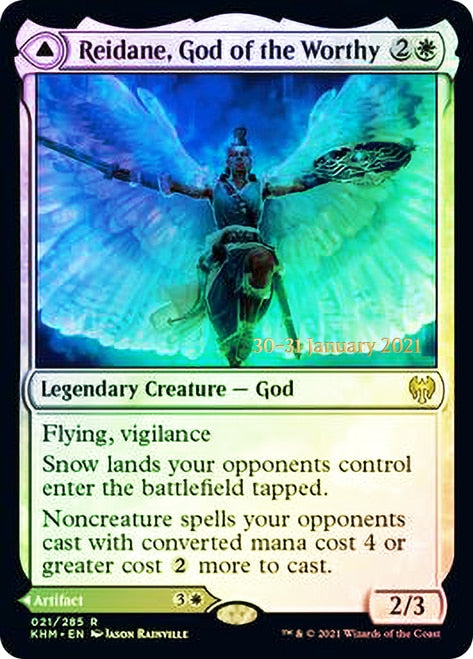 Reidane, God of the Worthy // Valkmira, Protector's Shield  [Kaldheim Prerelease Promos] | Rook's Games and More