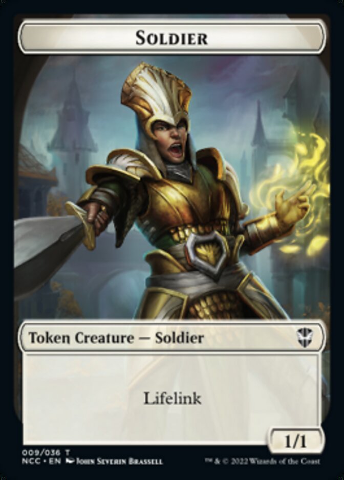 Soldier (09) // Cat Beast Double-sided Token [Streets of New Capenna Commander Tokens] | Rook's Games and More