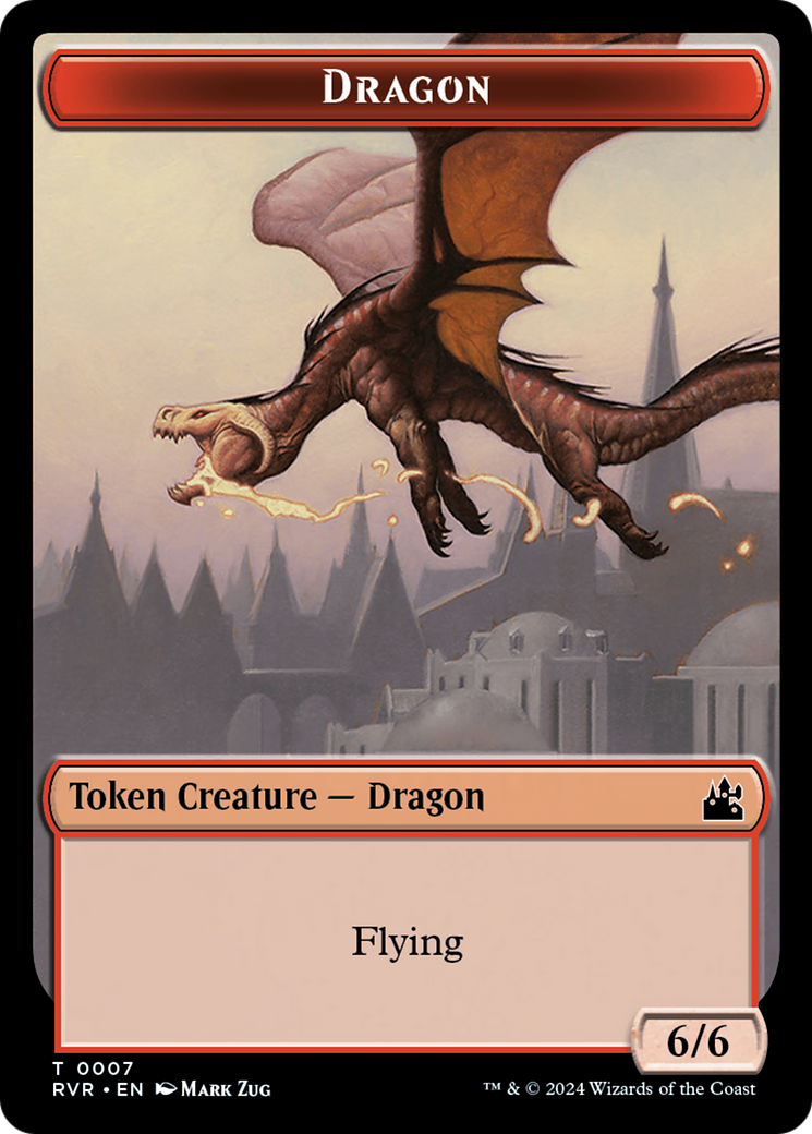 Spirit (0018) // Dragon Double-Sided Token [Ravnica Remastered Tokens] | Rook's Games and More