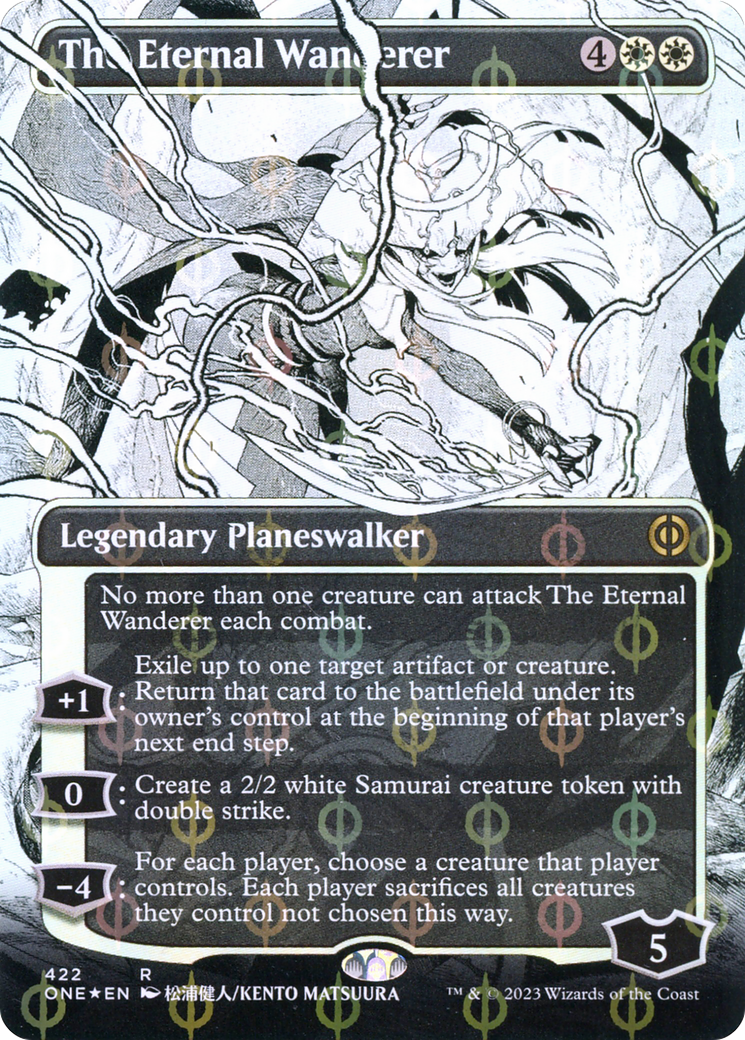 The Eternal Wanderer (Borderless Manga Step-and-Compleat Foil) [Phyrexia: All Will Be One] | Rook's Games and More