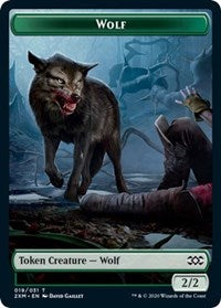 Wolf // Golem Double-sided Token [Double Masters Tokens] | Rook's Games and More