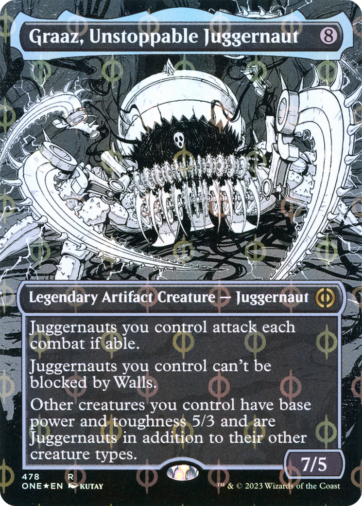 Graaz, Unstoppable Juggernaut (Borderless Manga Step-and-Compleat Foil) [Phyrexia: All Will Be One] | Rook's Games and More