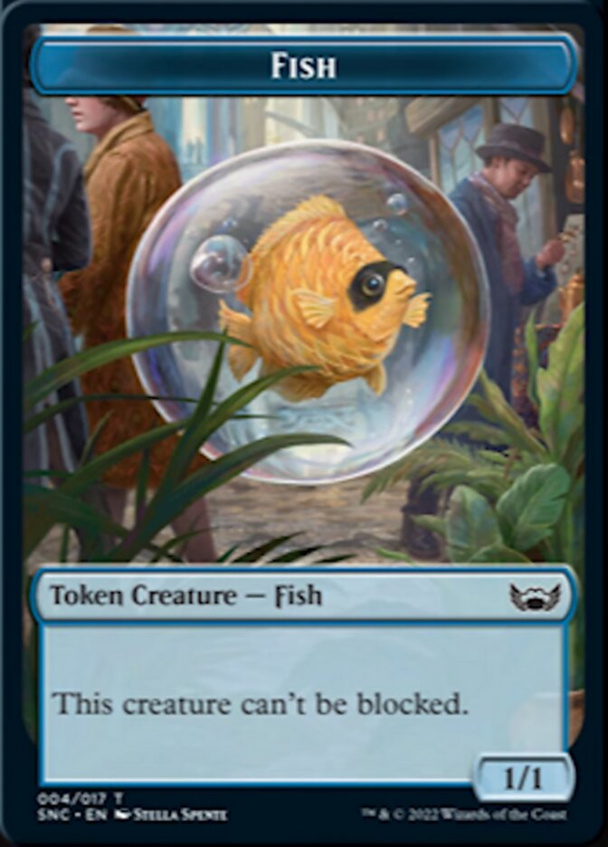 Fish // Rhino Warrior Double-sided Token [Streets of New Capenna Tokens] | Rook's Games and More