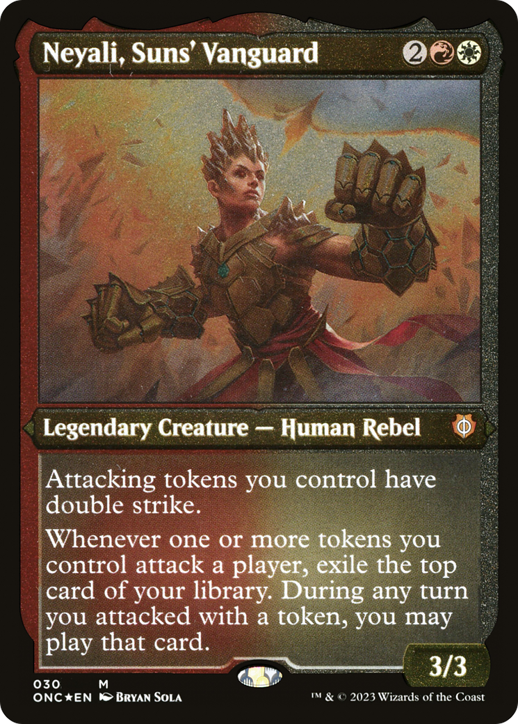 Neyali, Suns' Vanguard (Foil Etched) (Display Commander) [Phyrexia: All Will Be One Commander] | Rook's Games and More