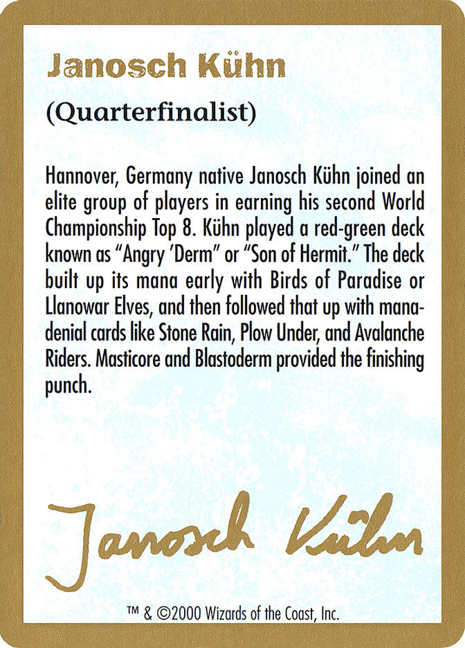 Janosch Kühn Bio (2000) [World Championship Decks 2000] | Rook's Games and More