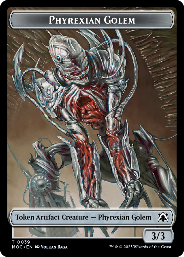 Phyrexian Golem // Construct Double-Sided Token [March of the Machine Commander Tokens] | Rook's Games and More