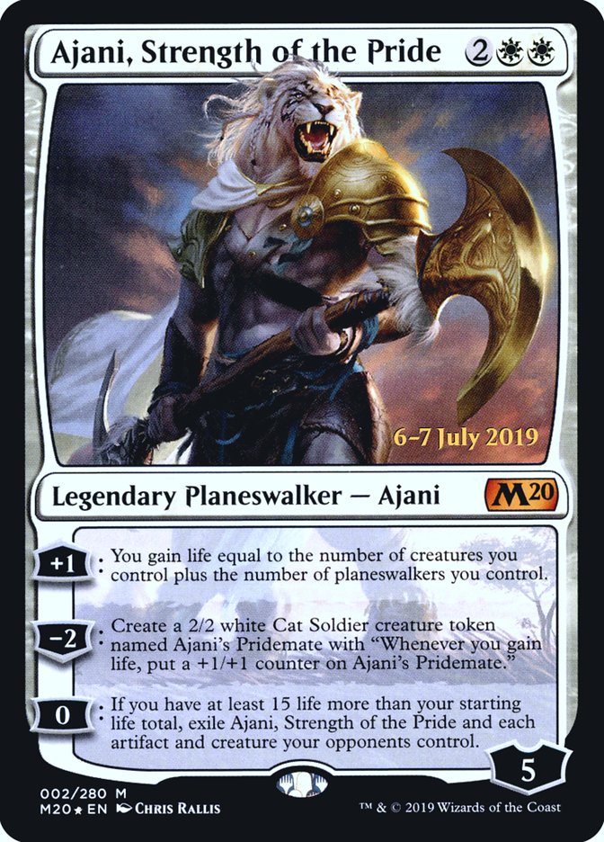 Ajani, Strength of the Pride  [Core Set 2020 Prerelease Promos] | Rook's Games and More