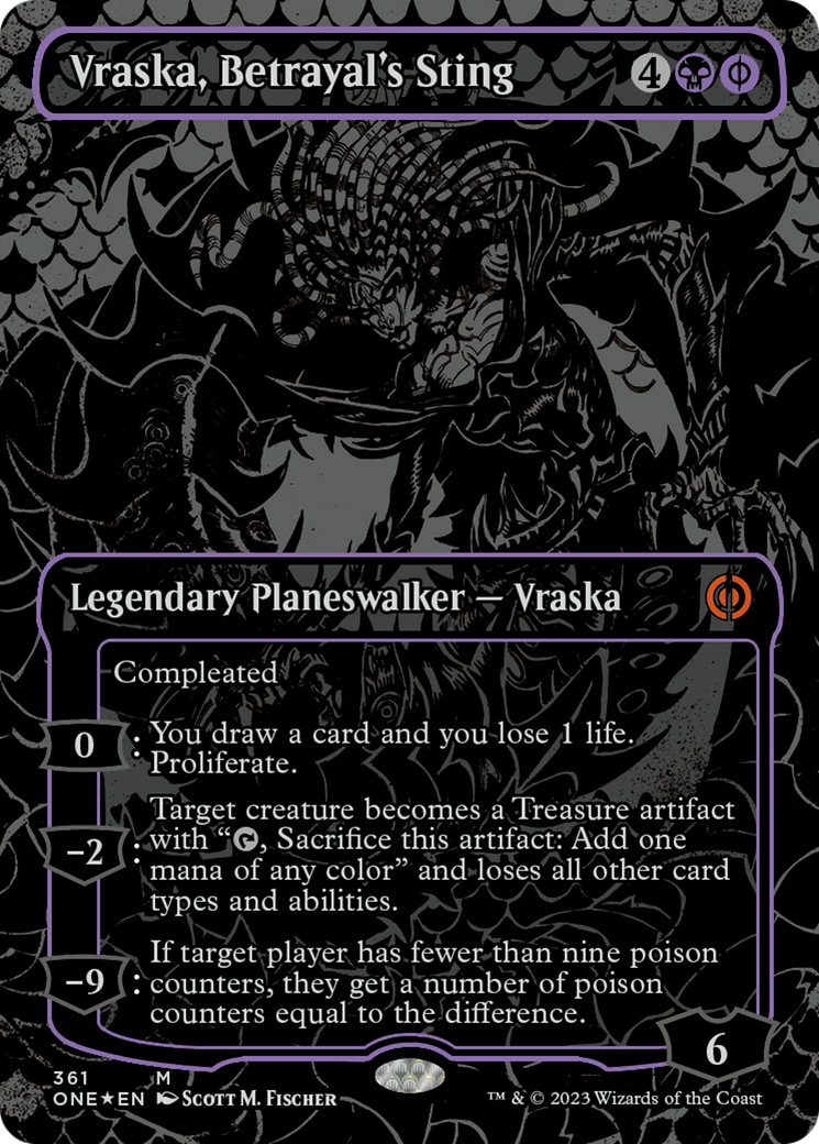 Vraska, Betrayal's Sting (Oil Slick Raised Foil) [Phyrexia: All Will Be One] | Rook's Games and More