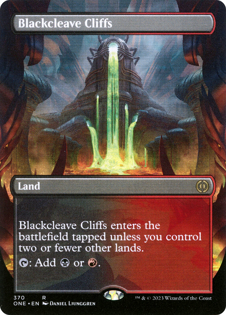 Blackcleave Cliffs (Borderless Alternate Art) [Phyrexia: All Will Be One] | Rook's Games and More