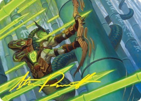 Bamboo Grove Archer Art Card (Gold-Stamped Signature) [Kamigawa: Neon Dynasty Art Series] | Rook's Games and More