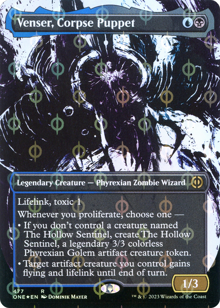 Venser, Corpse Puppet (Borderless Ichor Step-and-Compleat Foil) [Phyrexia: All Will Be One] | Rook's Games and More