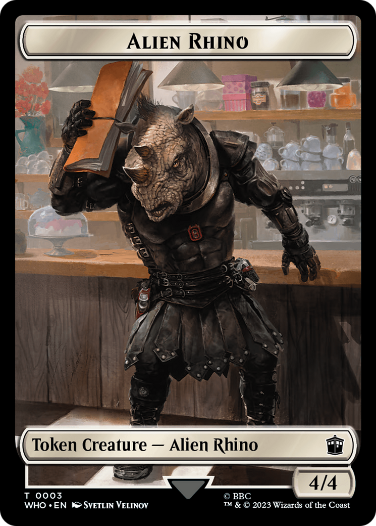 Alien Rhino // Alien Salamander Double-Sided Token (Surge Foil) [Doctor Who Tokens] | Rook's Games and More