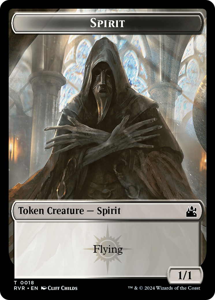 Spirit (0018) // Zombie Double-Sided Token [Ravnica Remastered Tokens] | Rook's Games and More