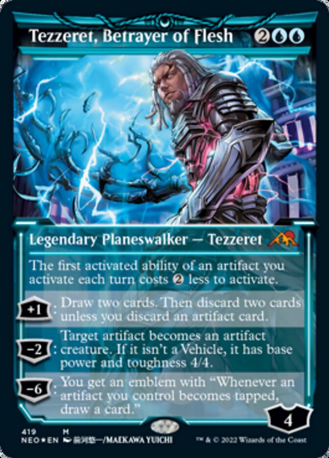 Tezzeret, Betrayer of Flesh (Showcase) (Foil Etched) [Kamigawa: Neon Dynasty] | Rook's Games and More