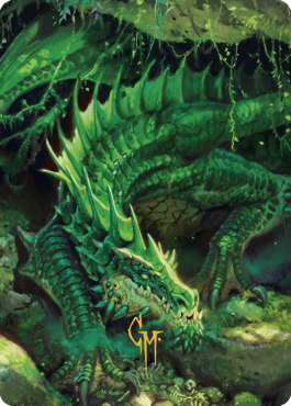 Lurking Green Dragon Art Card (Gold-Stamped Signature) [Commander Legends: Battle for Baldur's Gate Art Series] | Rook's Games and More