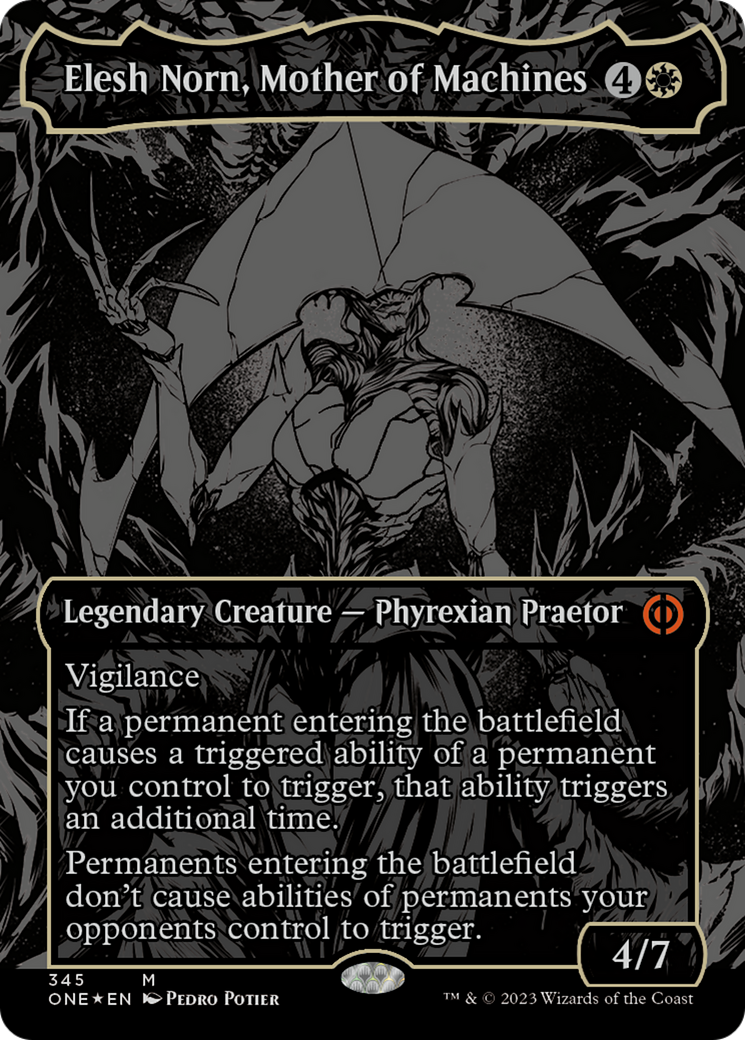 Elesh Norn, Mother of Machines (Oil Slick Raised Foil) [Phyrexia: All Will Be One] | Rook's Games and More