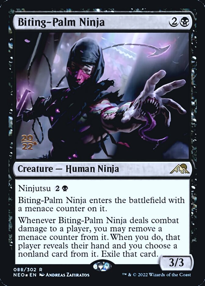Biting-Palm Ninja [Kamigawa: Neon Dynasty Prerelease Promos] | Rook's Games and More