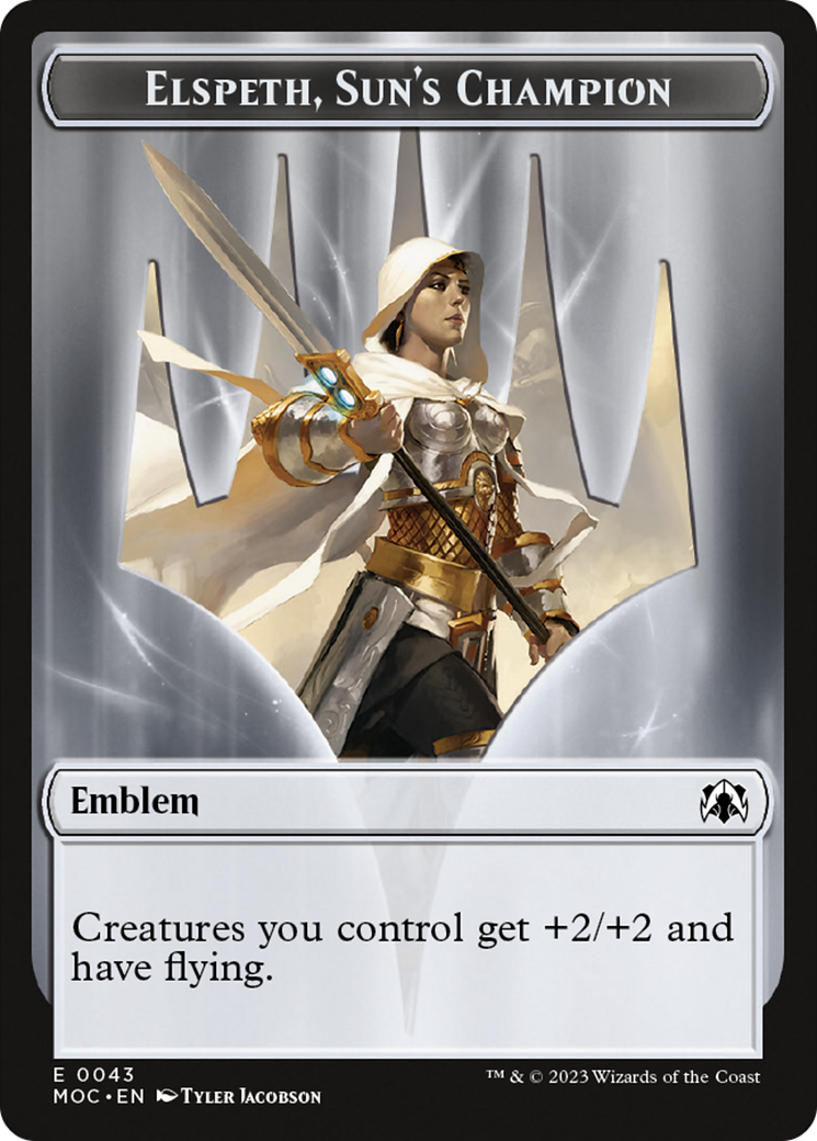 Warrior // Elspeth, Sun's Champion Emblem Double-Sided Token [March of the Machine Commander Tokens] | Rook's Games and More