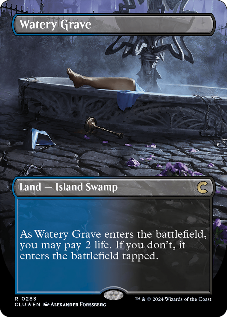 Watery Grave (Borderless) [Ravnica: Clue Edition] | Rook's Games and More