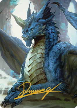 Young Blue Dragon Art Card (Gold-Stamped Signature) [Commander Legends: Battle for Baldur's Gate Art Series] | Rook's Games and More