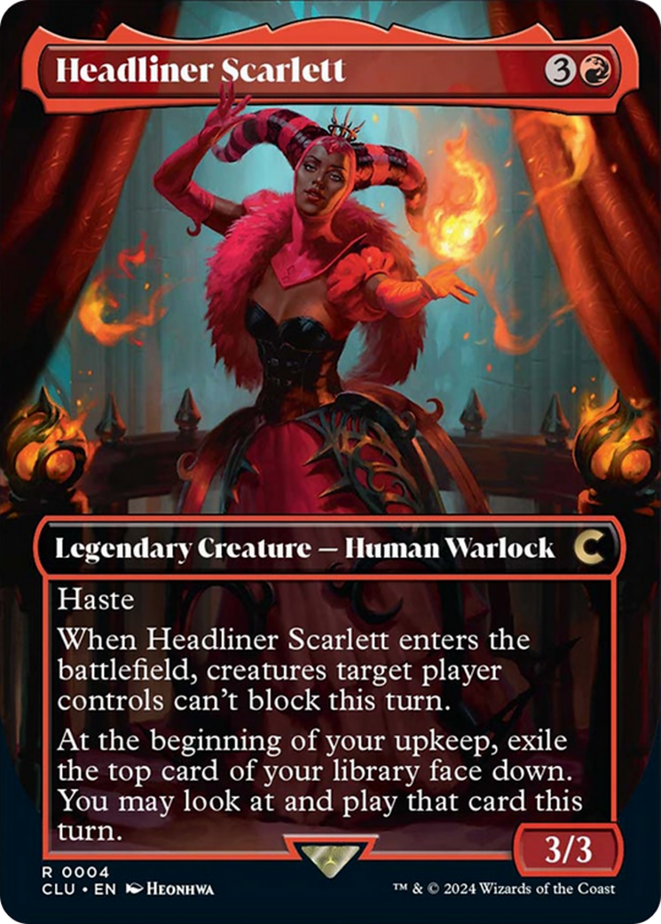 Headliner Scarlett (Borderless) [Ravnica: Clue Edition] | Rook's Games and More