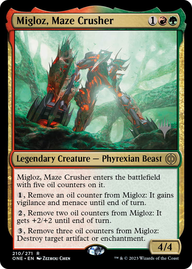 Migloz, Maze Crusher (Promo Pack) [Phyrexia: All Will Be One Promos] | Rook's Games and More