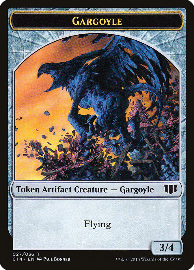 Gargoyle // Elf Warrior Double-sided Token [Commander 2014 Tokens] | Rook's Games and More
