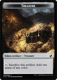 Treasure // Human Double-sided Token [Commander 2019 Tokens] | Rook's Games and More