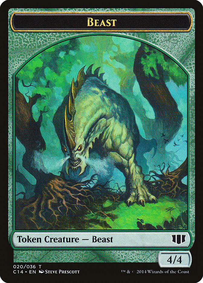 Elf Druid // Beast (020/036) Double-sided Token [Commander 2014 Tokens] | Rook's Games and More