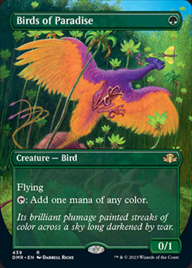 Birds of Paradise (Borderless Alternate Art) [Dominaria Remastered] | Rook's Games and More
